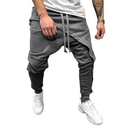Men Harem Pants Ankle Tied Hip Hop Double Layer Running Baggy Pants Korean Casual Elastic Waist Trousers Sweatpants Tracksuits