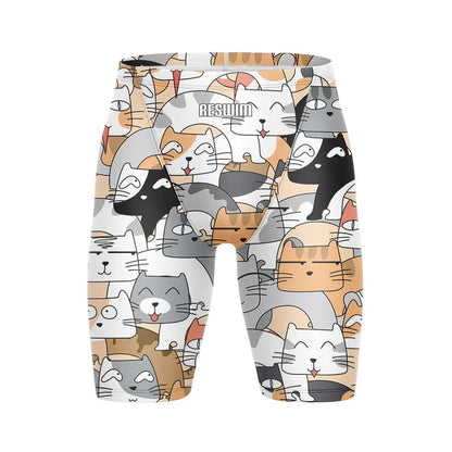 Men's Swim Jammer Athletic Practice Knee-Length Swimsuit Shorts Beach Tights Shorts Swim Pool Pants Swimming Trunks Swimwear