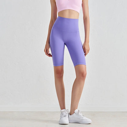Nylon Women's Shorts Gym Yoga Cycling Shorts High Waist Elastic Breathable No T Line Fitness Womens Clothing 24 Colors