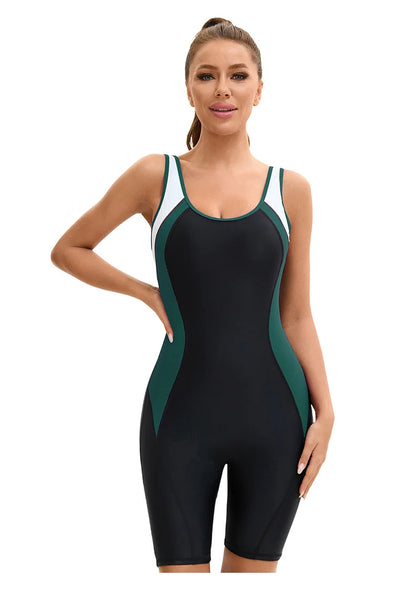 Athletic Rash guard Swimsuit - Women's Training One Piece with Quick Dry Boys shorts & Mesh Back Panel