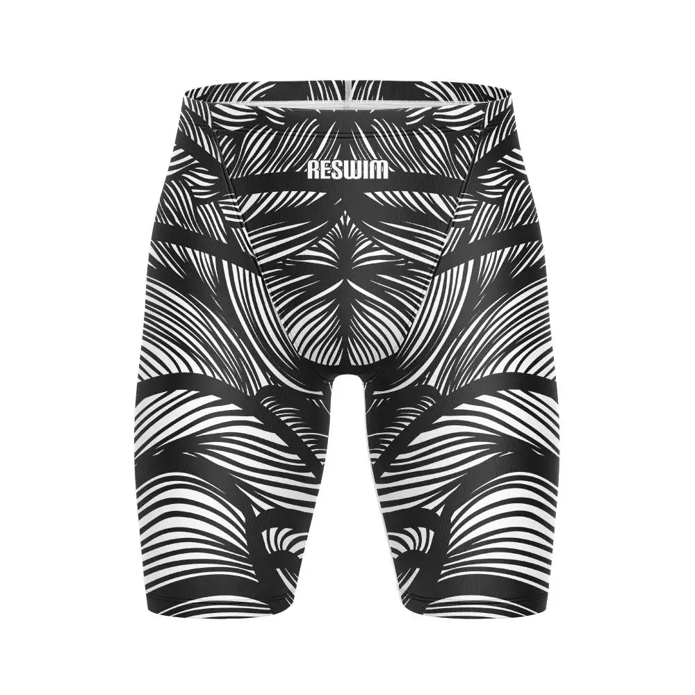 Summer Men's Printing Swim Jammer Shorts Athletic Training Swimsuit Beach Swimming Trunks Swimwear Lycra Tights Surfing Shorts