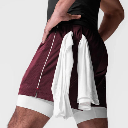 Coloured Running Shorts Men Gym Sports Shorts 2 In 1 Quick Dry Workout Training Gym Fitness Jogging Short Pants Summer Men Shorts
