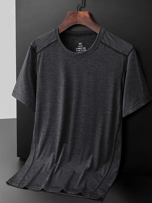 Large Size 6xl 7xl 8xl Mens T Shirt Breathable  Quick Drying Cool Summer T-shirts Sporting Outdoor Ice Silk Tee Tops