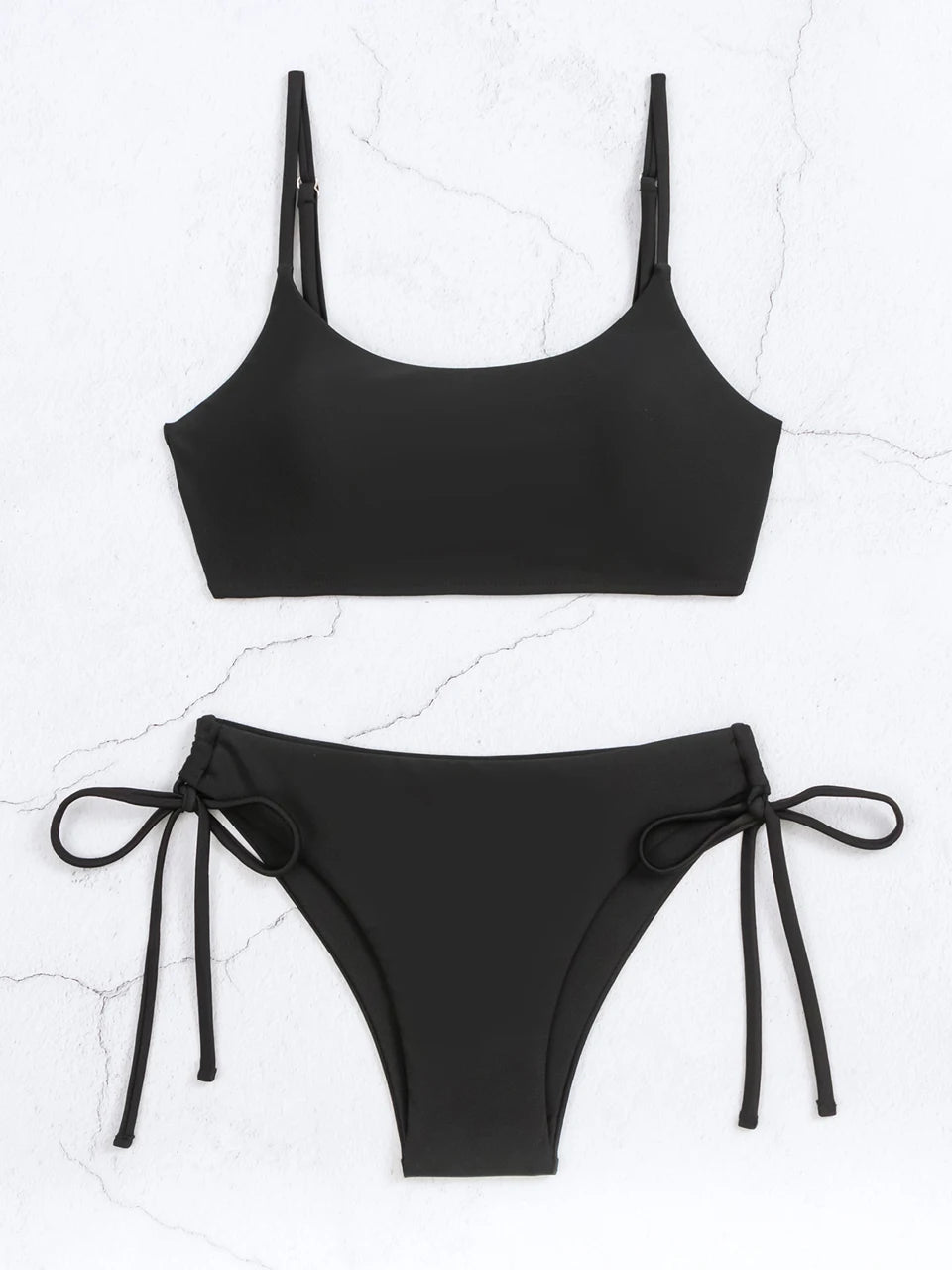 Bikini Women String Trikini Set Thong Swimwear Lace Up Side Solid Swimsuit Female Bathing Suit Swimming Summer