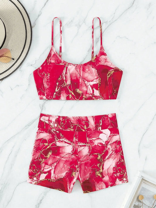 Marbling Print Push Up Bikini Women Swimwear Female Swimsuit Two Pieces High Waist Bikini Set Bather Bathing Suit