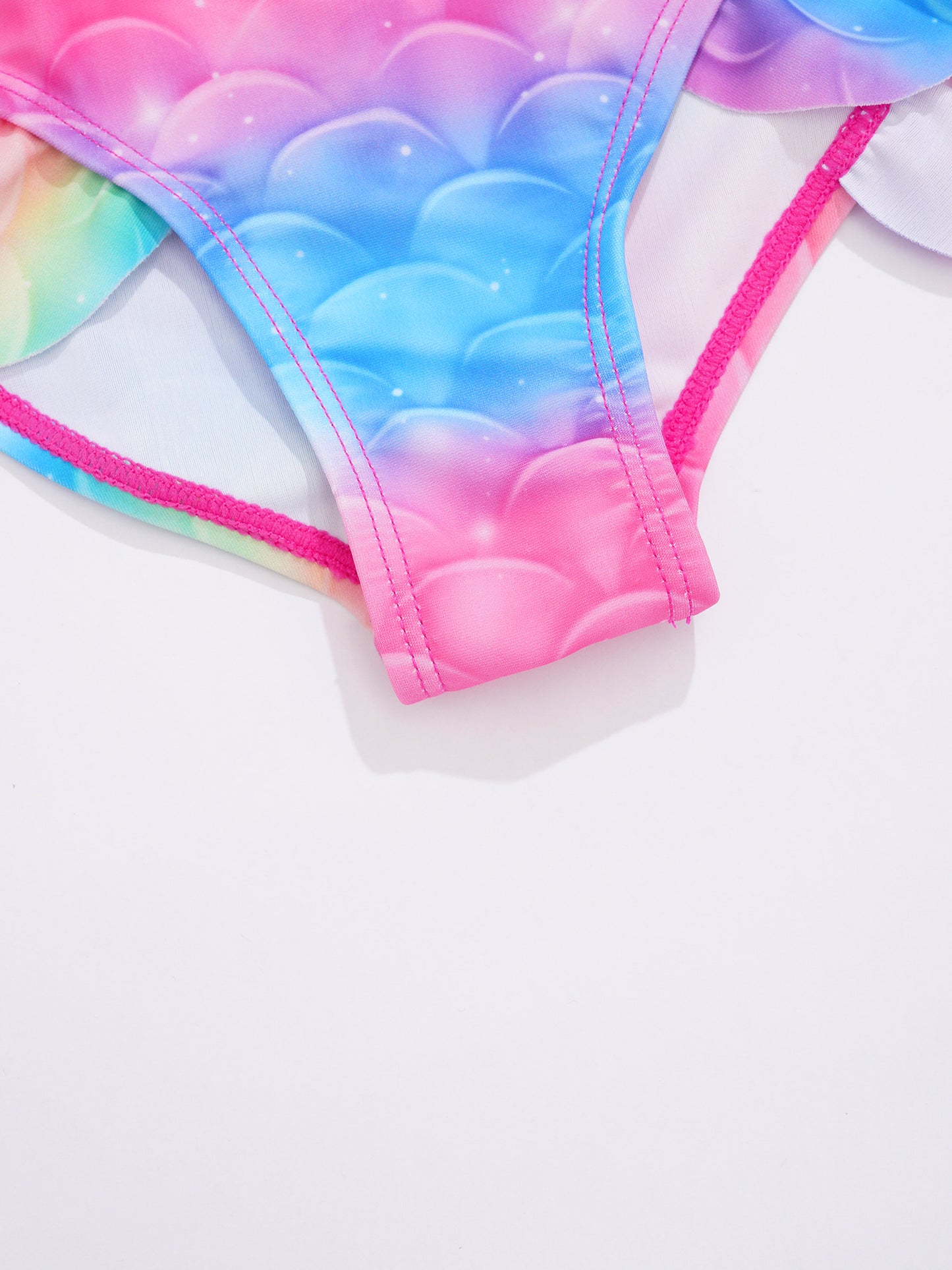 Kids Girls Mermaid Swimsuit Sleeveless Fish Scales Print Ruffle Flounce Jumpsuit Bathing Suit Pool Beach Athletic Swimwear