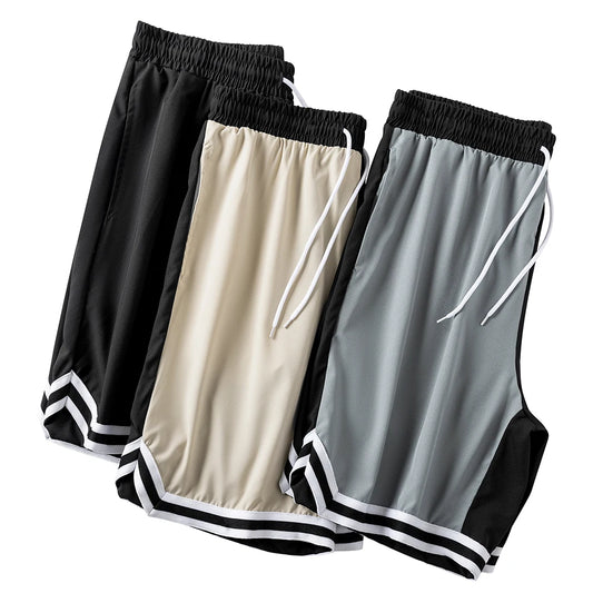 Men's Summer Outdoor Colorblock Basketball Shorts Drawstring Elastic Waist Casual Activities Hiking Fishing Contrast Striped Hem
