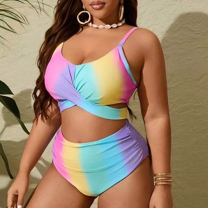 Large Plus Size Bikinis High Waist Swimsuit Women 2 Pieces Strappy Swimwear Female Bathers Bathing Swimming Swim Suit  4XL