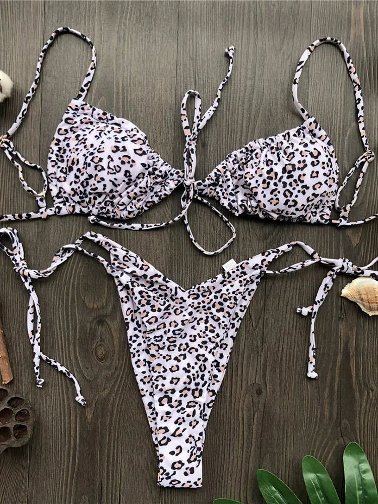 Ruffle Frilled Micro Thong Bikini Women Swimwear Female Swimsuit Two-pieces Bikini set String Bather Bathing Suit Swim