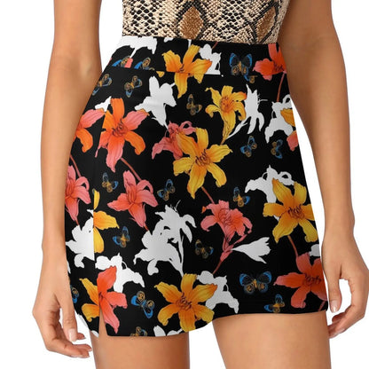 Lily Floral Tulips Skirt Summer Colorful Flowers Fashion Casual A-line Skirts Elegant Mini Skirt Woman Design Oversized Clothing