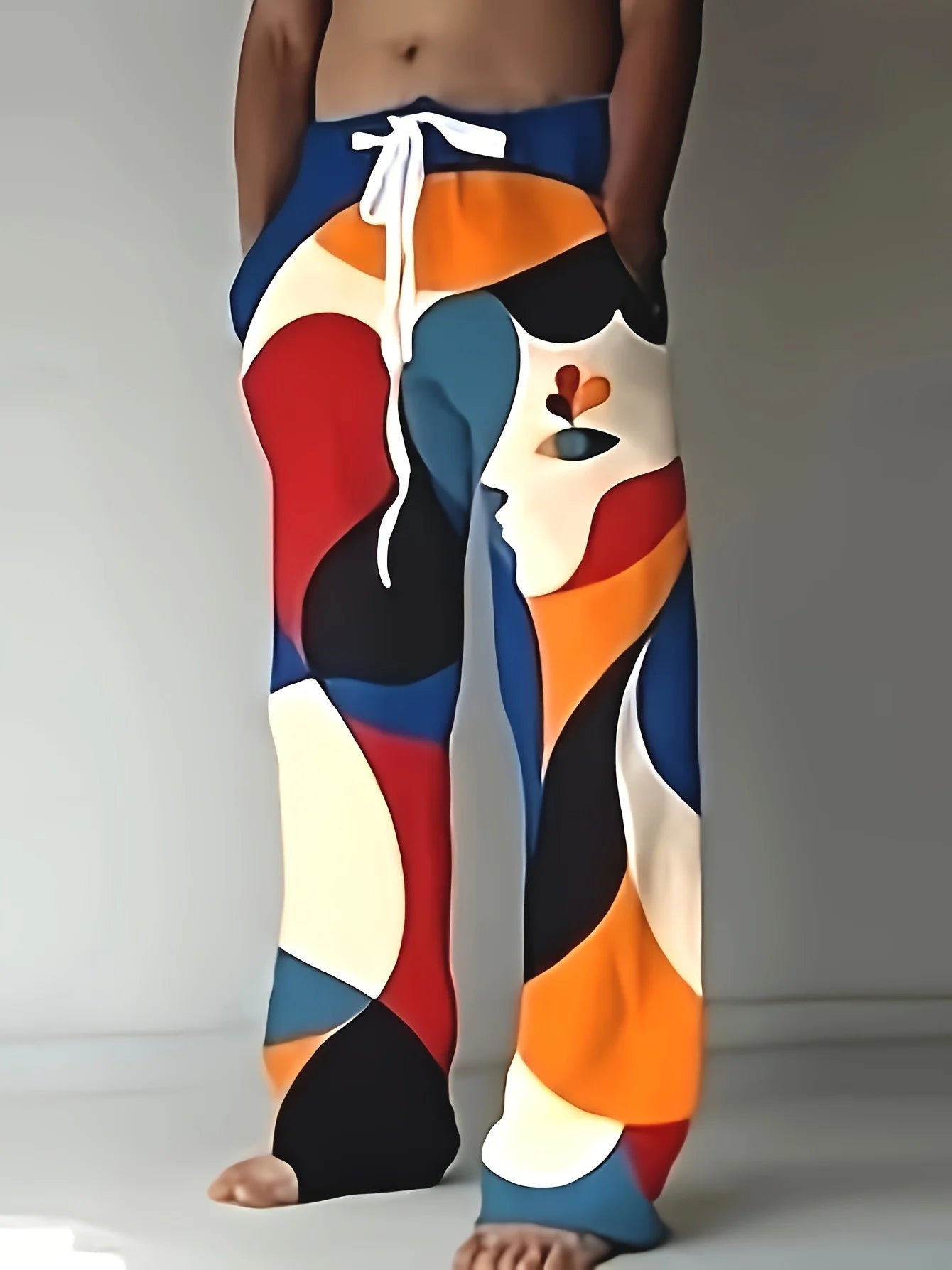 Men's Pants Casual Slim Loose Lightweight Pants Stretch Drawstring Beach Travel Essential Pants