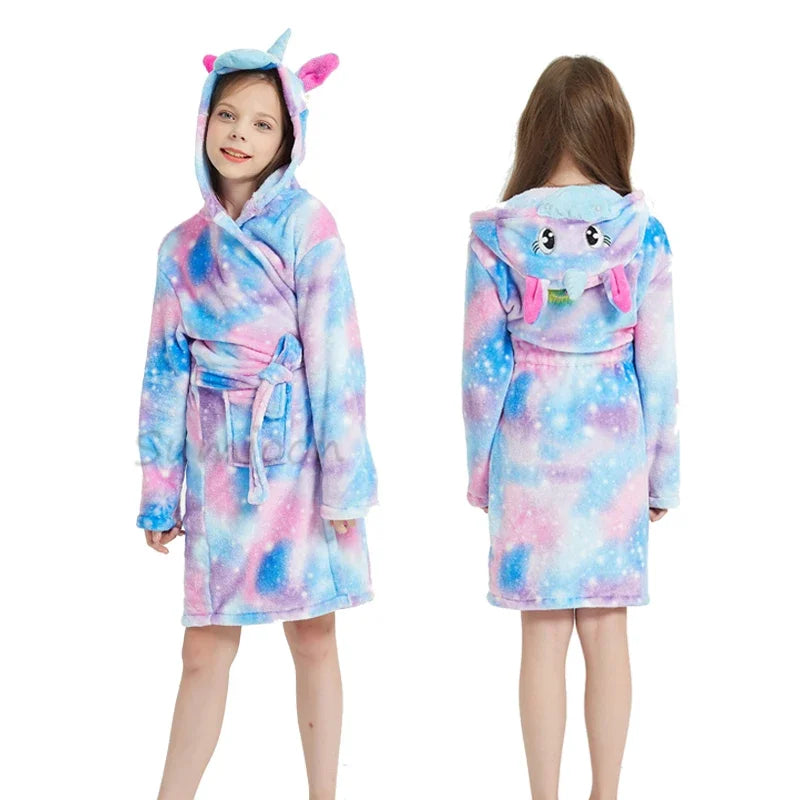 Children Bath Robe Baby Towel Children's Unicorn Hooded Bathrobes for Boys Girls