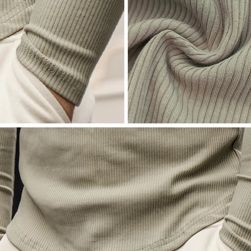 Fashion Casual Compression Shirt Large Sports Workout T-shirt Men's Elastic Long Sleeve Autumn V-Neck Gym