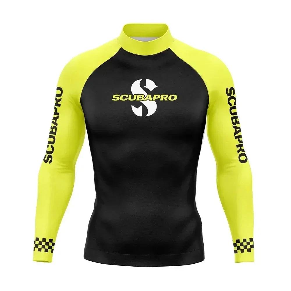 Men's Surfing Wear Swimming Diving T-Shirts Long Sleeve Rash Guard Swimwear Elasticity Beach Surfing Sun Protection Clothing