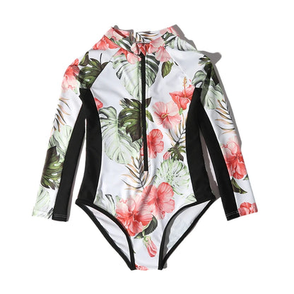 Print Girls One Piece Swimsuit 8-12 Year Kids Swim Suit Teenage Children's Swimwear Long Sleeve Surfing Bathing Suits Beach