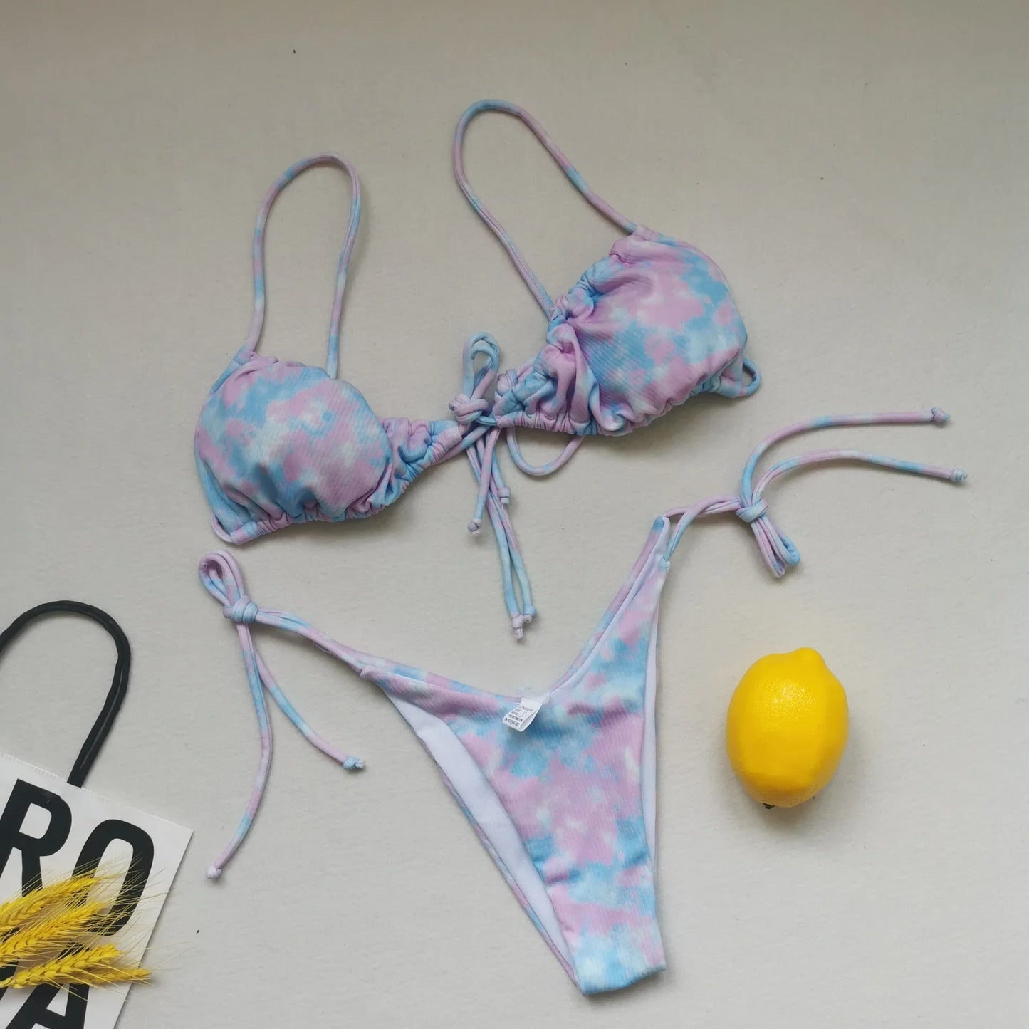 21 Colors Bikini Women Solid Leopard Floral Print Swimwear Swimsuit Female Bandage Strap Beach Bikinis Set Bathing Suit