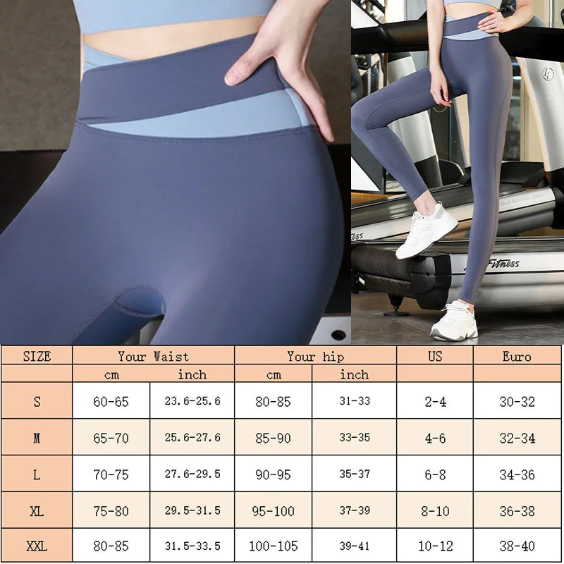 Aiithuug High Waist Tummy Control Yoga Leggings Gym Legging Stretchy Running Leggings Women Cross Waist Fitness Sports Legging