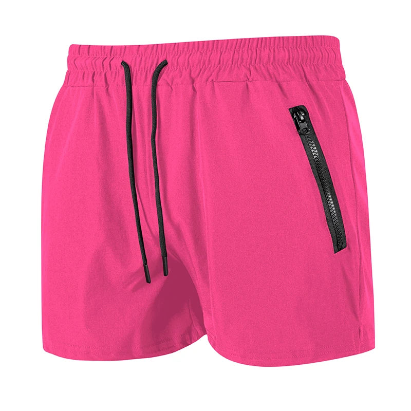 Men's Gym Workout Running Shorts with Zipper Pockets Mesh Liner Summer Sports Athletic Quick Dry Stretchy Shorts Swim Trunks