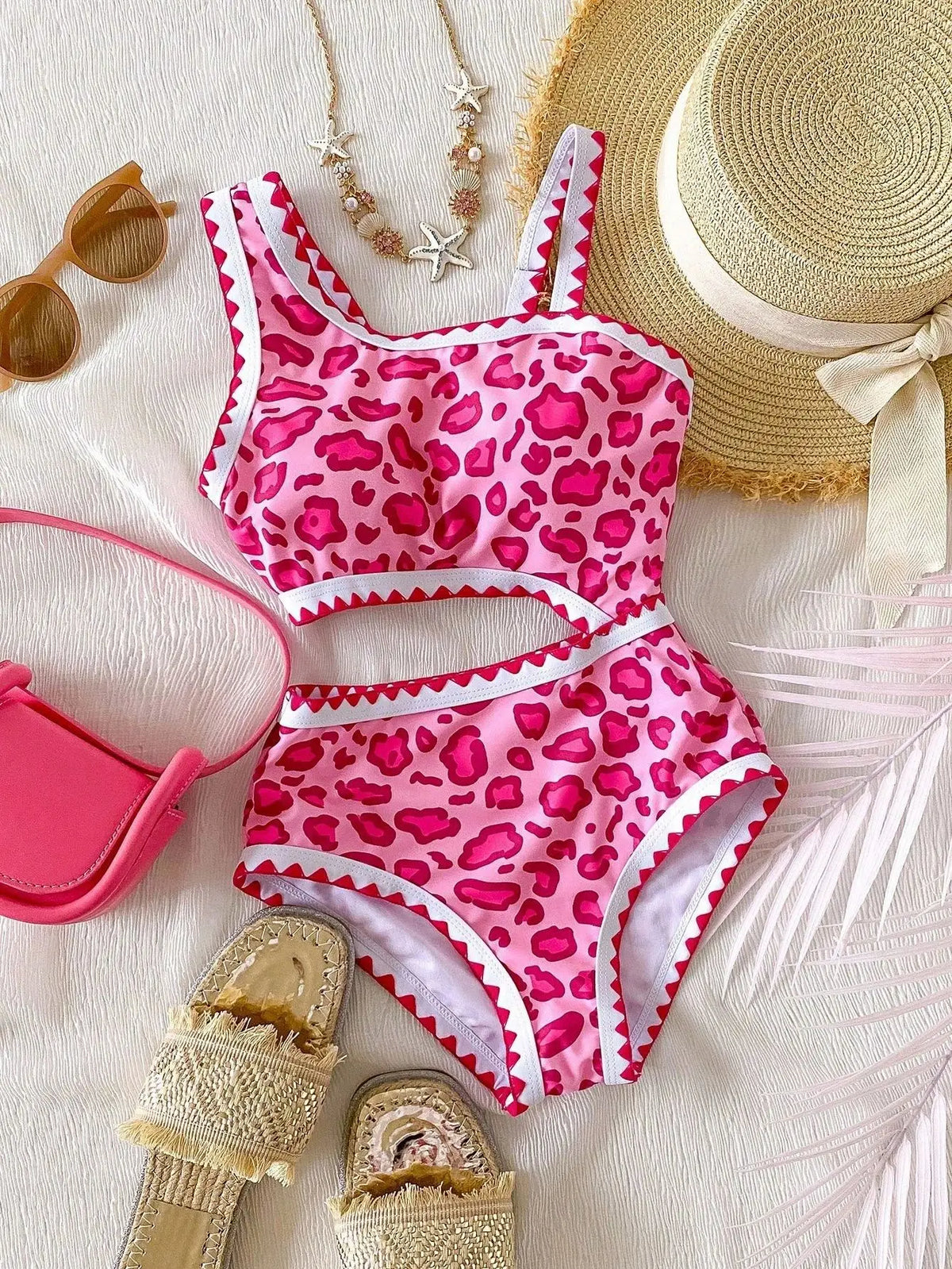 Girls Swimsuit Floral One Piece Swimwear for Kids Hollow-out Beachwear Beach Bathing Suit