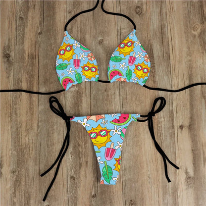 Summer Women Biquini Two Piece Suits Bikini Swimsuit Swimwear Lace Up Bikinis Set Backless Bathing Suit For Female