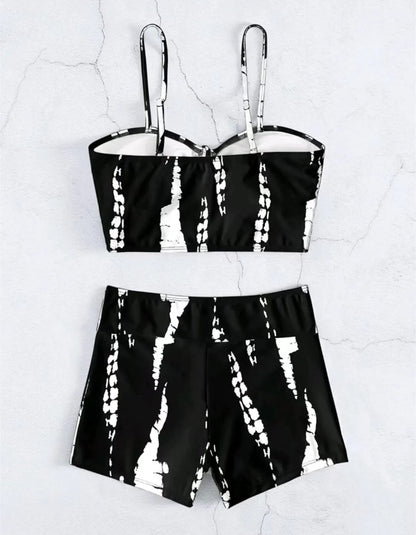 Drawstring Front Shorts Bikinis High Waist Swimsuit Women Swimwear Female Bathers Bathing Swimming Swim Suit Beachwear