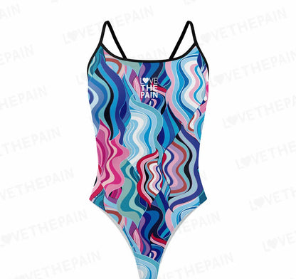 Love The Pain Spaghetti straps Women Swimwear Back Swimsuit One Piece Comfortable Suit printing Functional Swimwear