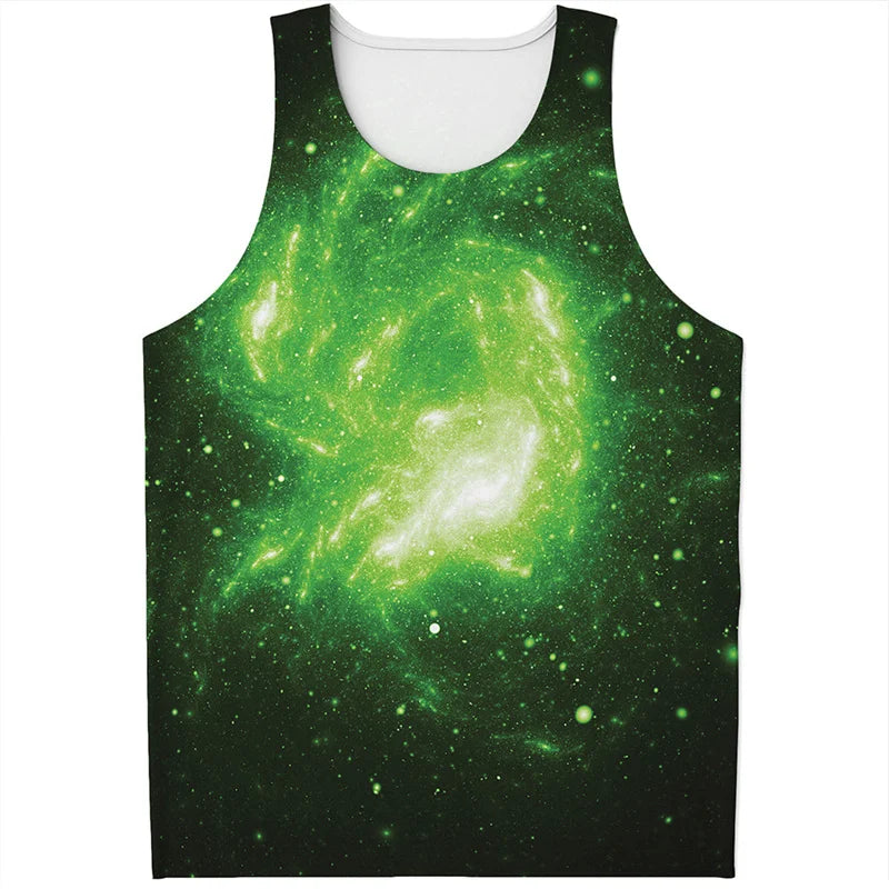 Colorful Fiery Nebula Universe Graphic Tank Tops Men Sleeveless Beach Vest Summer Street 3D Printed Galaxy Space Tee Shirt Tops