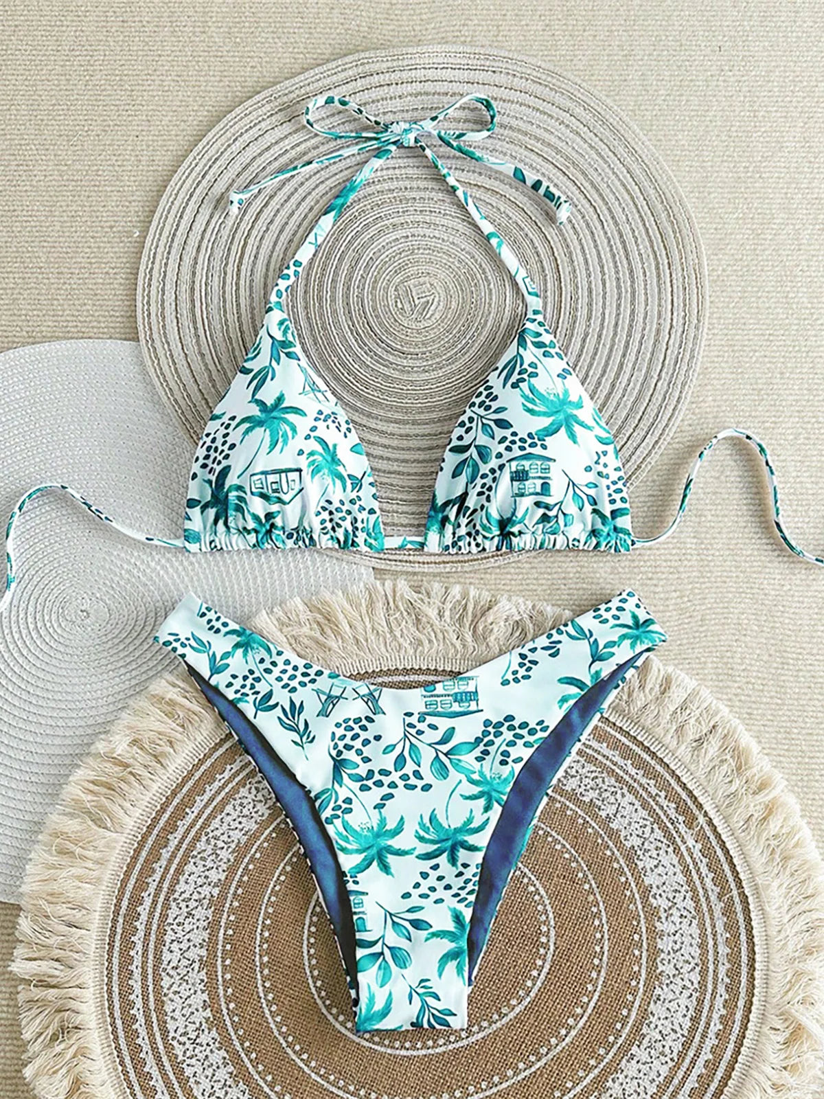 XS - L Printed Halter Brazilian Bikini Women Swimwear Two-pieces Bikini set Female Swimsuit Bather Bathing Suit Swim