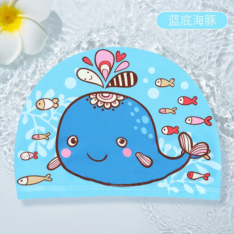 PU Coating Cartoon Children Swimming Hat for 1-7 Year Old Boys Girls Elastic Swimming Cap Shower Beach Pool Accessories