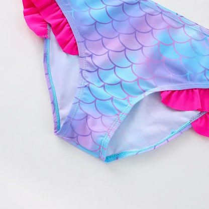 2-10Years New Fashion Kids Fish Scale Bikini Set Lovely Two Pieces Child Swimwear Cute Girl Flouncing Swimsuit Summer Beachwear