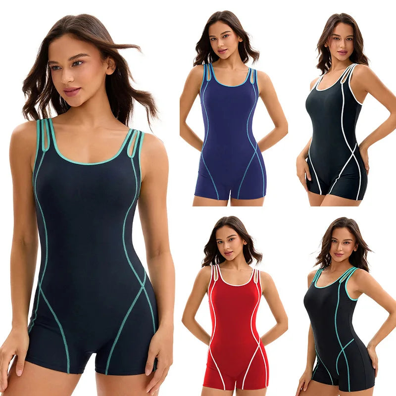 One Piece Swimsuit Women Slimming Tummy Control Bathing Suit Crisscross Back Athletic Modest Swim Suit Swimwear
