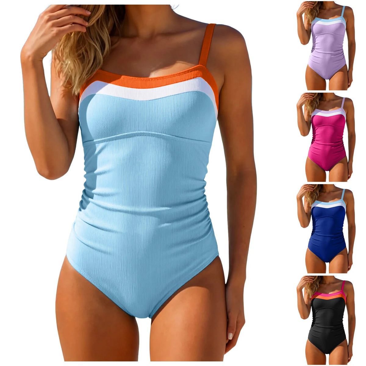 Women 1 Piece Swimsuit Lady Girls Color Block Print Bathing Suits Athletic Swimwear Costume Padded Swimsuit bathing suit