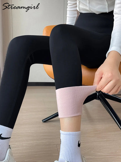 Streamgirl Winter Warm Leggings Women Push Up High Waist Velvet Pant Skinny Gym Push Up Fitness Leggings With Fleece Lined Women