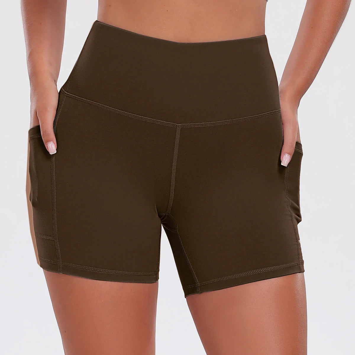 Women Shorts with Pockets Tummy Control Butt Lifting Cycling Tights Stretchy Slim Gym Sports Shorts Summer Casual Wear
