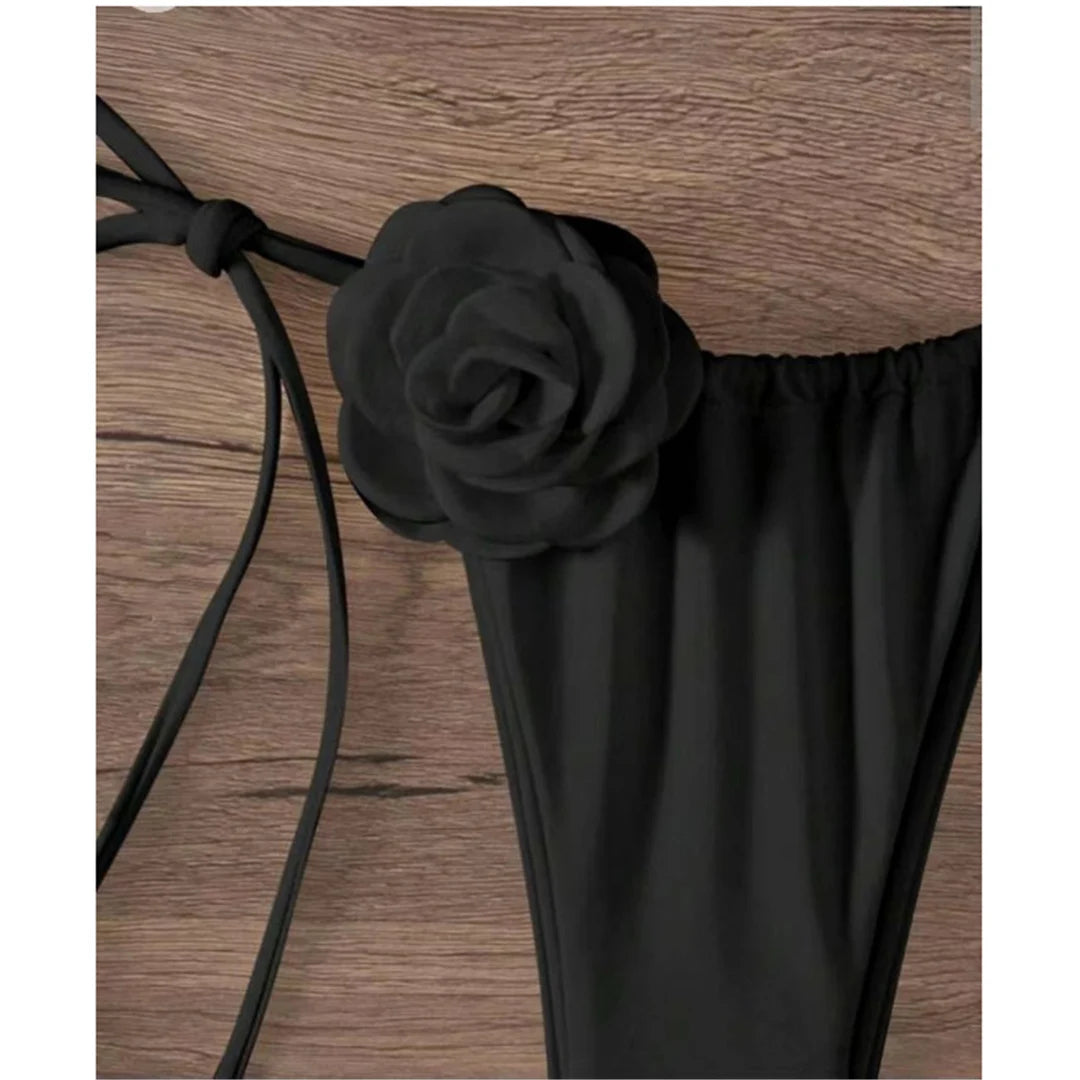 S - XL 3D Flowers Halter Strappy Bikini Women Swimwear Female Swimsuit Two-pieces Bikini set Bather Bathing Suit Swim