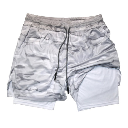 Men's Compression Shorts 2-in-1 Double Layer Beach Shorts Gym Fitness Running Quick Dry Short Pants Summer Print Sportswear