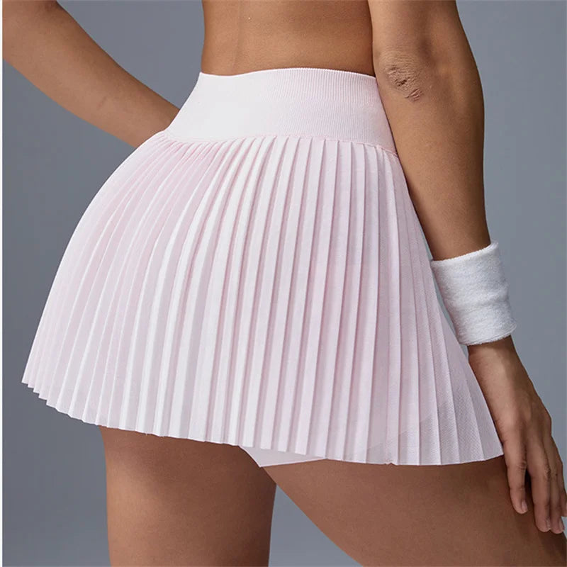 2PCS Seamless Sport Bra Women Anti Shorts Yoga Set Tracksuit Chiffon Running High Waist Skirt Fitness Active Suits Wear