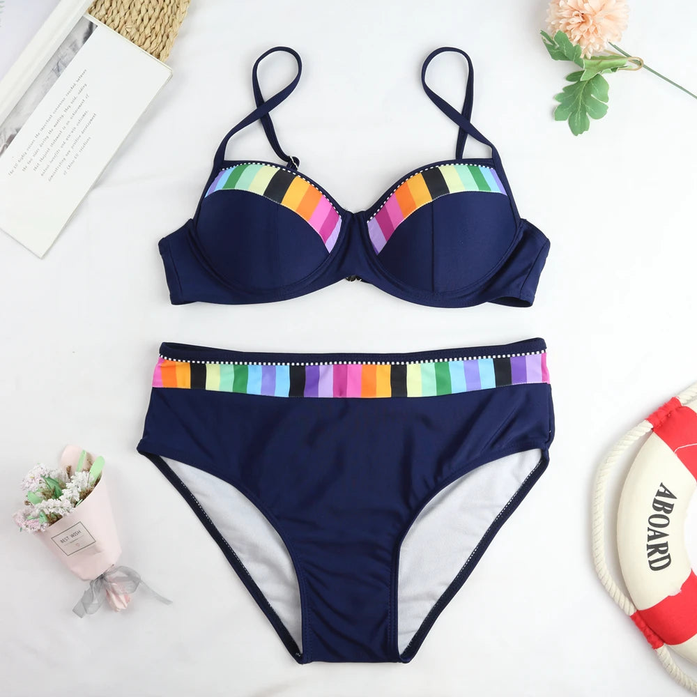 Swimwear Women Push Up Bikini Set Vintage Solid Brazilian Swimsuit Bathing Suit Beachwear Bathers