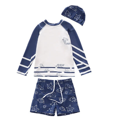 Boys Swimwear Long Sleeve Rash Guard Swimming Trunks for a Boy Toddler Printing Swimsuit Kids Anti UV Summer Beach Bath Clothes
