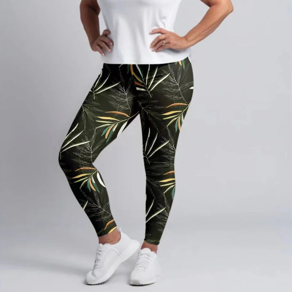 Fitness Leggings High Waist 3D Flowers Pattern Digital Print Casual Trousers Woman's Leggings