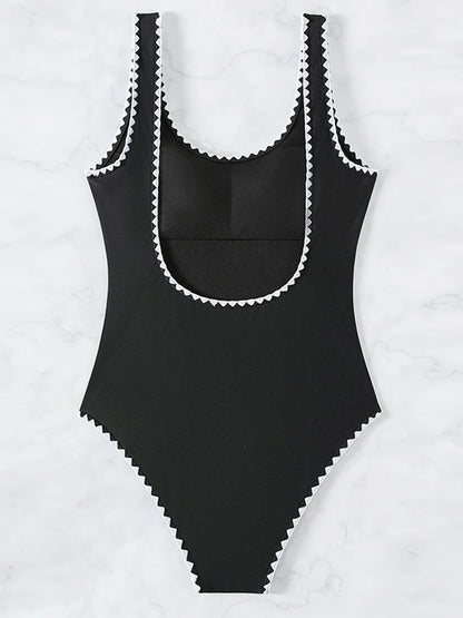 Black Swimsuit Women One Piece Solid Swimwear Female Bathers Bathing Swimming Swim Suit Beachwear