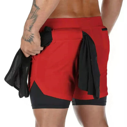 Camouflage running shorts for men's gym sports shorts 2-in-1 quick drying exercise training gym fitness jogging shorts for summer