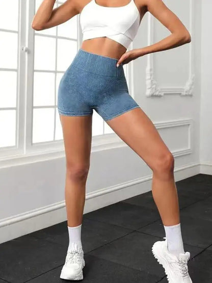 Women High Waist Washed Yoga Shorts Fitness Push Up Leggings Gym Running Cycling Peach hips Bottoms Female Sports Clothing
