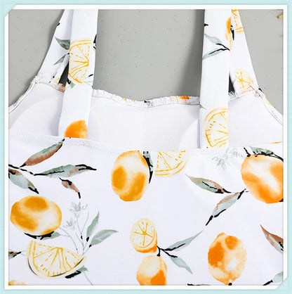 Pleated Front Swimsuit One Piece Printed Swimwear Women Bodysuit Lady Bathers Bathing Swimming Swim Beachwear Summer