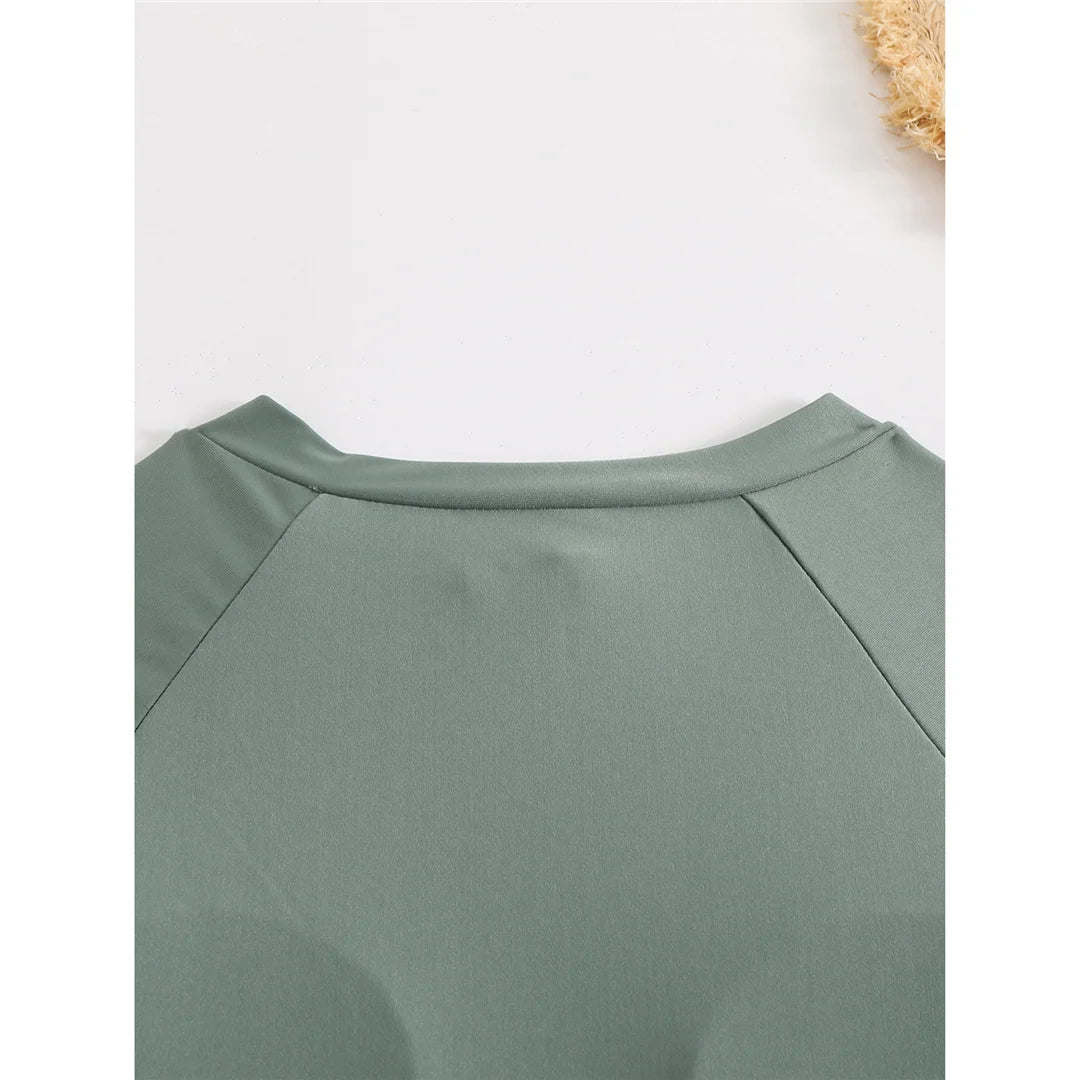 High Cut Printed Long Sleeve Zipper Surf Rash Guard One Piece Swimsuit Women Swimwear Female Bather Bathing Suit Swim