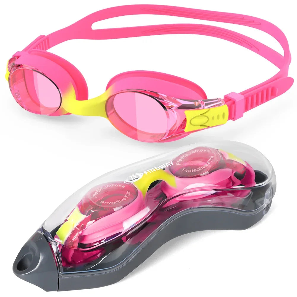 Findway Child Swimming Glasses Upgrade Waterproof Anti Fog UV  Professional Diving Swimming Glasses Eyewear Kids for Age 3-10