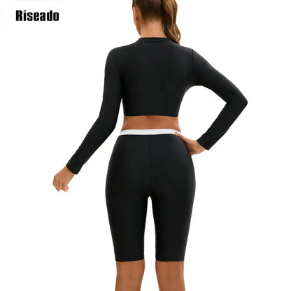 Rash Guard UPF 50+ SPF UV Protection Long Sleeve Sport Tops Swimsuit with Knee Length Pants for Workout Hiking Fishing