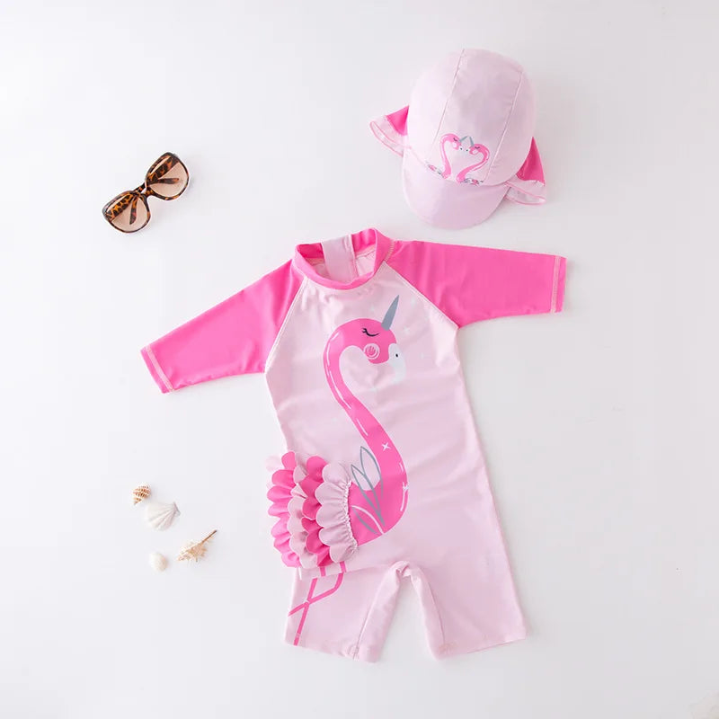 Cute Baby Boys Swimsuit with Cartoon Shark Penguin Print Toddler Bathing Suit Kids Swimwear One Piece Swimming Suit for Children