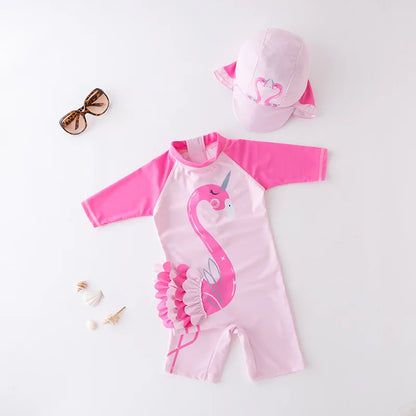 Cute Baby Boys Swimsuit with Cartoon Shark Penguin Print Toddler Bathing Suit Kids Swimwear One Piece Swimming Suit for Children