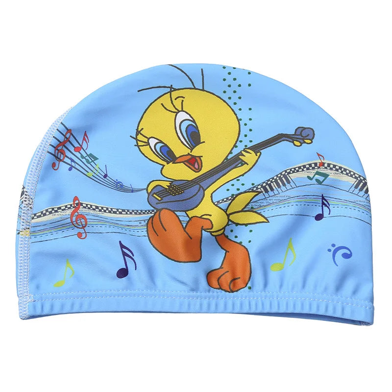 Children Cartoon Swimming Cap Kids Elastic Fabric Swimming Pool Water Sport Protect Ears Hat Swim Bathing Hats Caps Boys Girls
